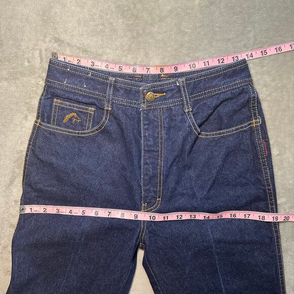 Vintage Jordache J9 Jeans Size 32L *27x26.5 Horse Head Straight Raw Hem Dark 80s - Picture 12 of 17
